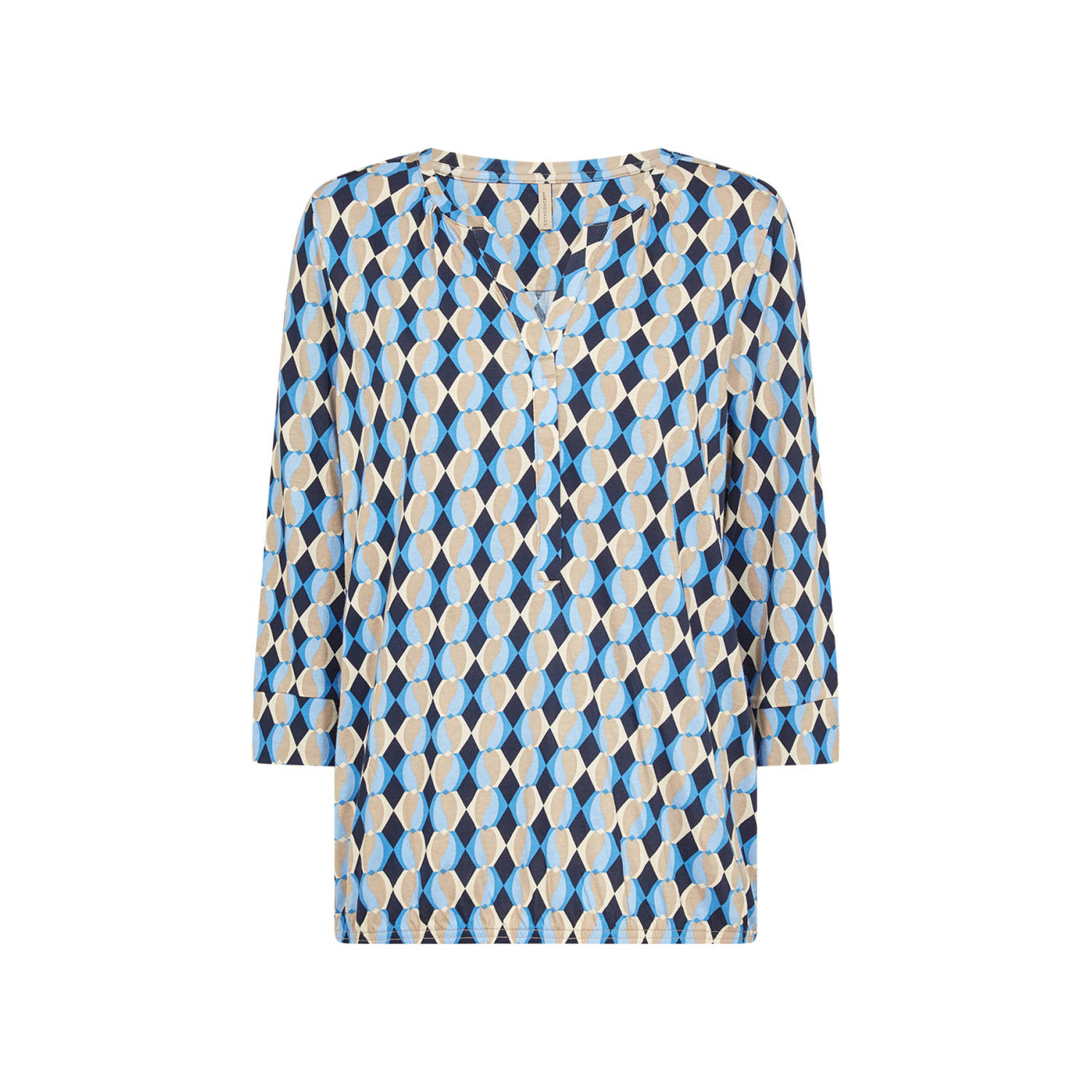 Soyaconcept top FELICITY met all over print blauw zand zwart