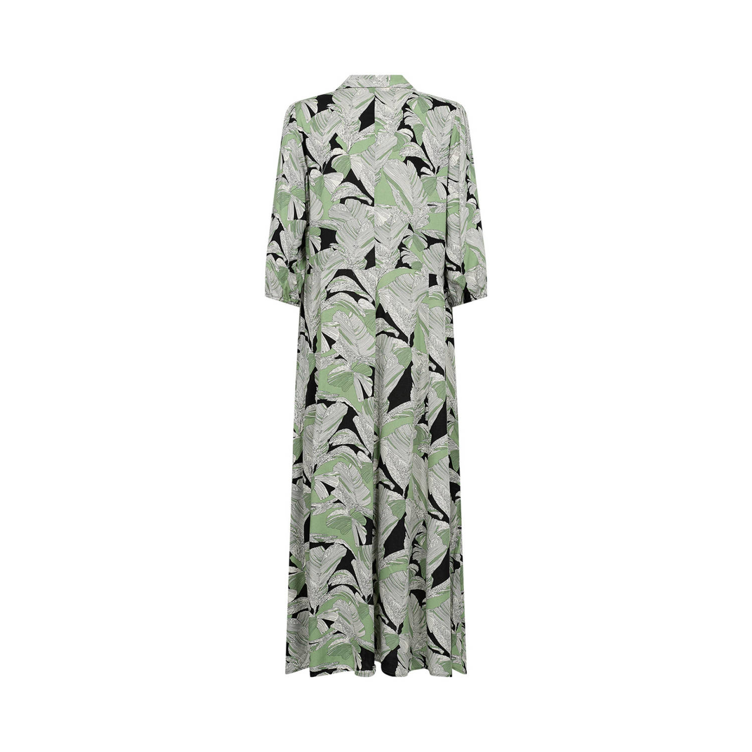Soyaconcept maxi jurk met all over print groen zwart grijs