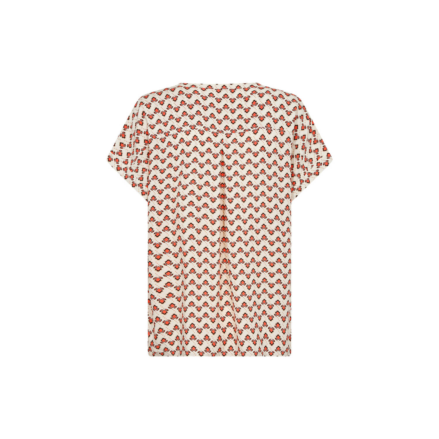 Soyaconcept blousetop met all over print beige oranje