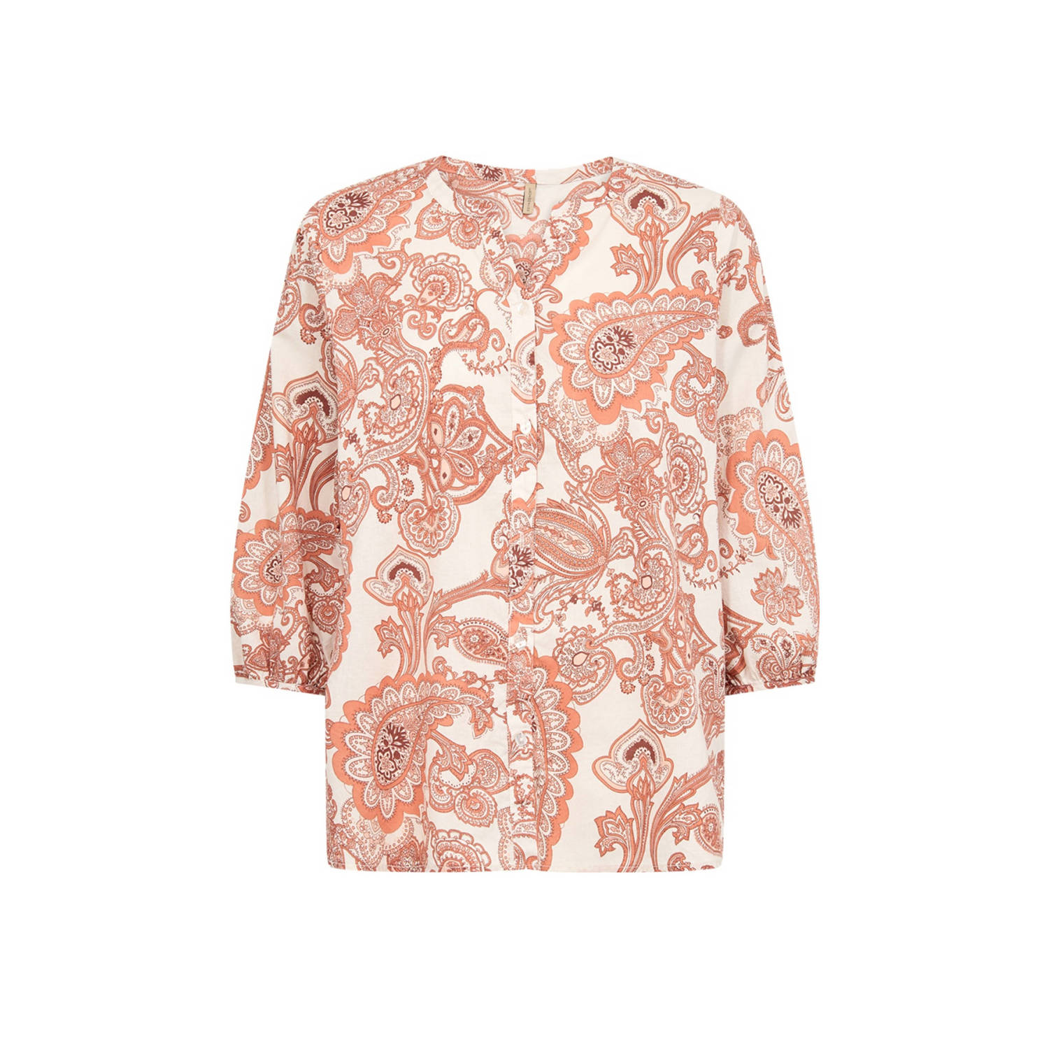 Soyaconcept top DIDO met all over print oranje ecru