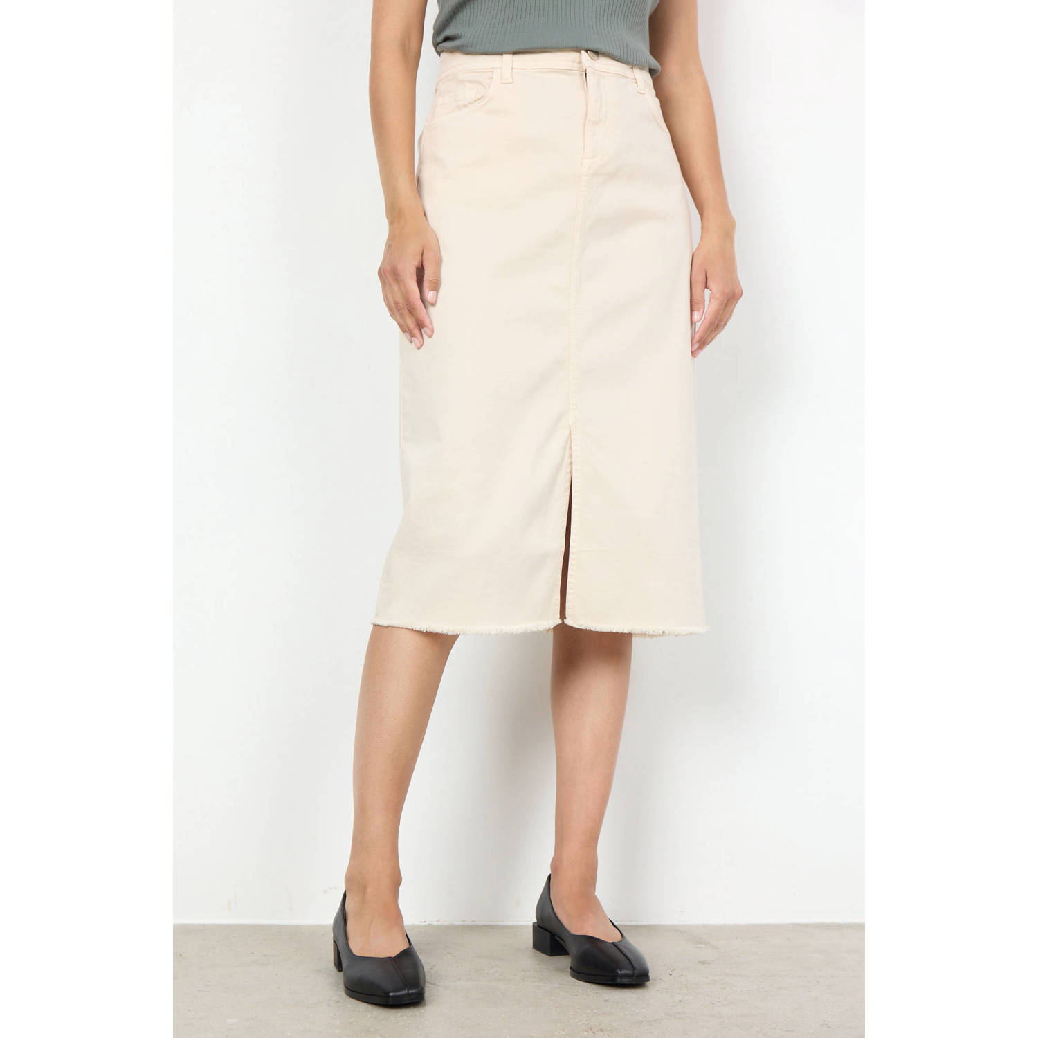 Soyaconcept Moderne Denim Rok met Split Beige Dames
