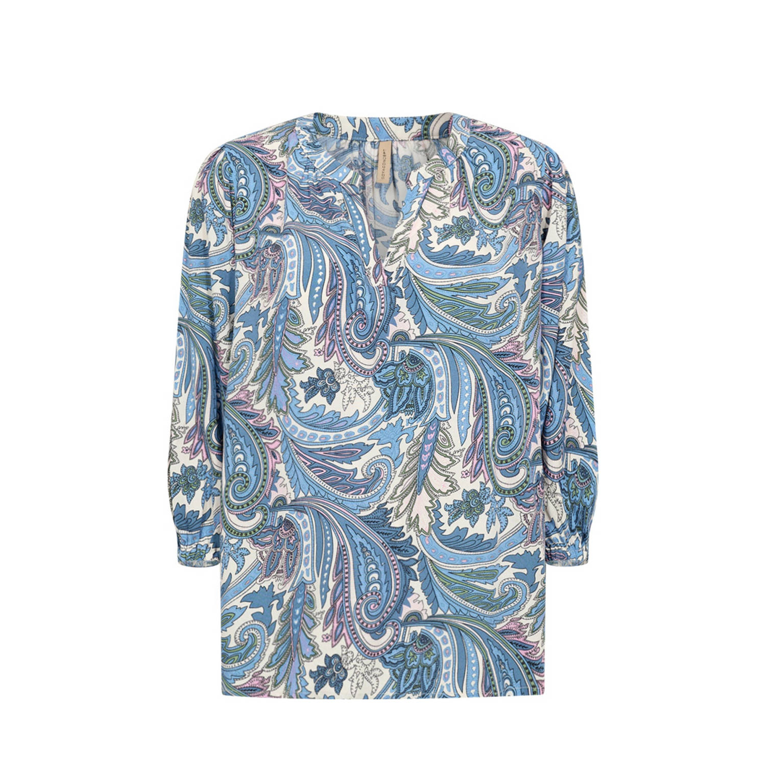 Soyaconcept top DONIA met all over print blauw wit