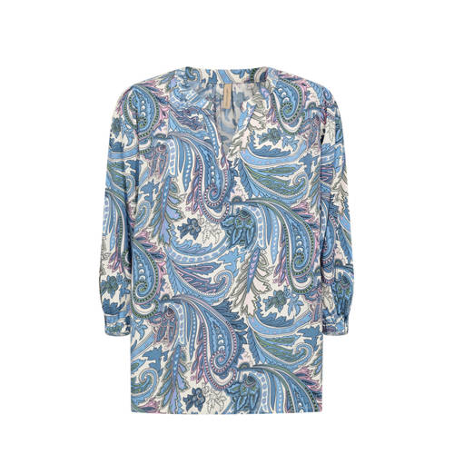 Soyaconcept top DONIA met all over print blauw/wit