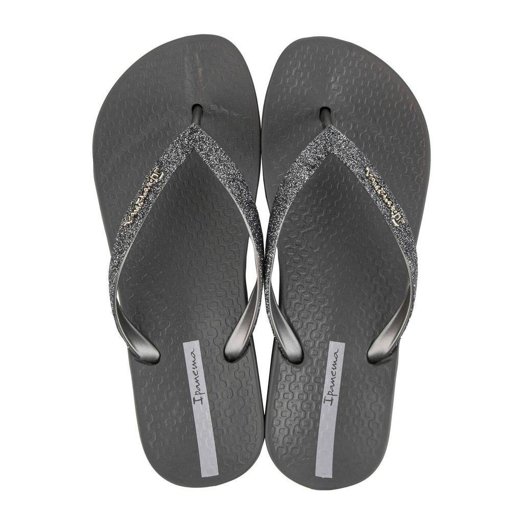 Zwarte dames Ipanema Anatomic Lolita teenslippers met glitters van flexband met effen