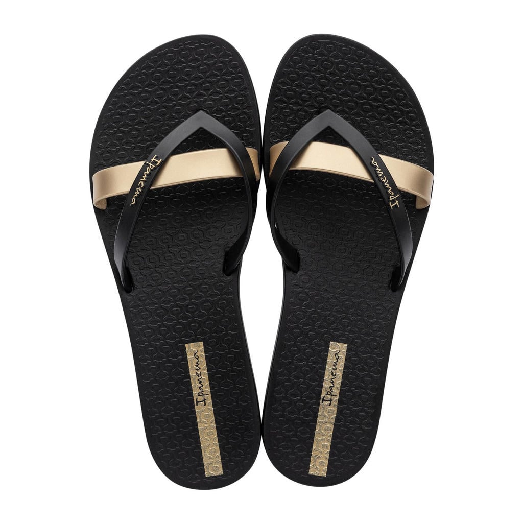 Zwart en gouden dames Ipanema Kirei teenslippers van rubber