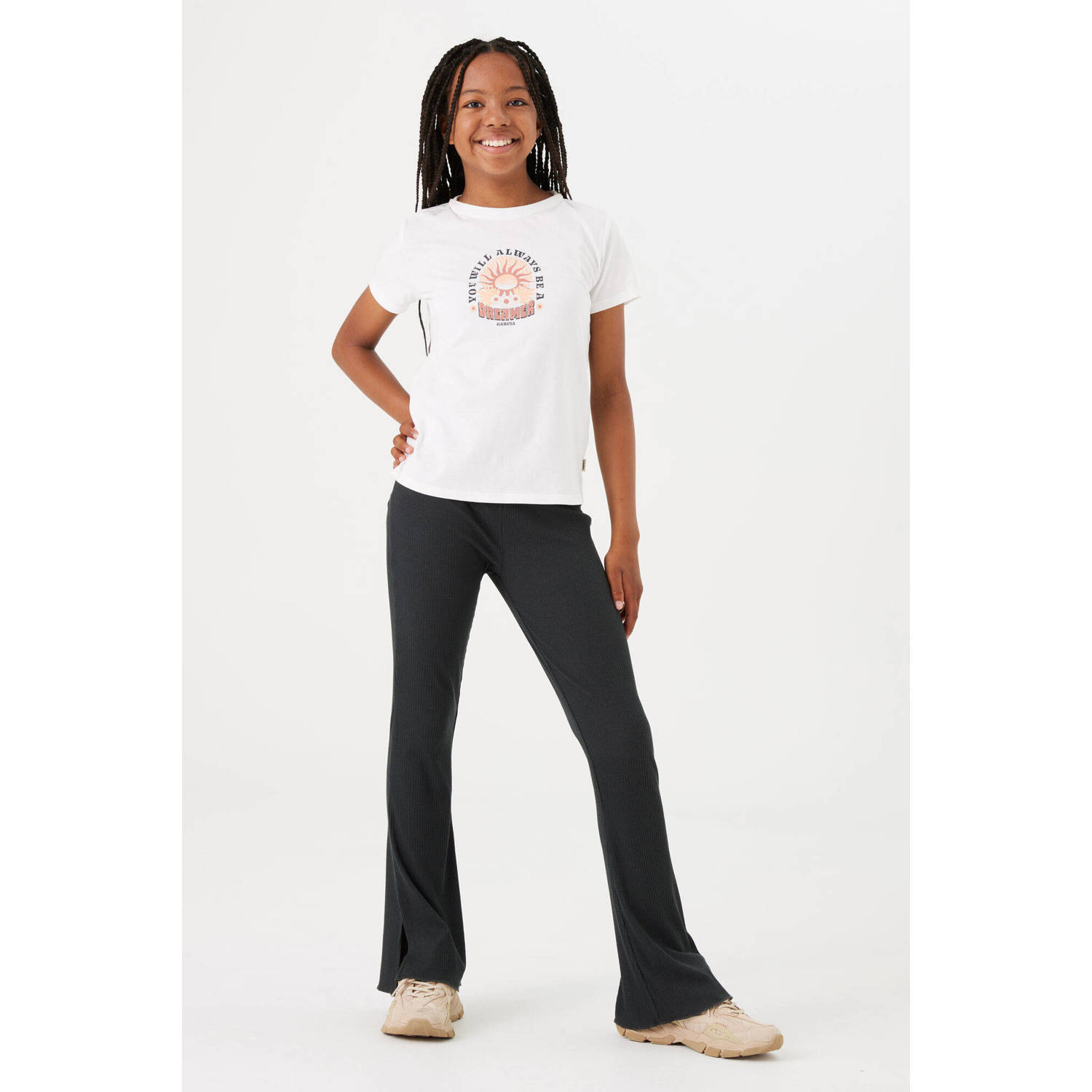Garcia T-shirt met printopdruk wit roze