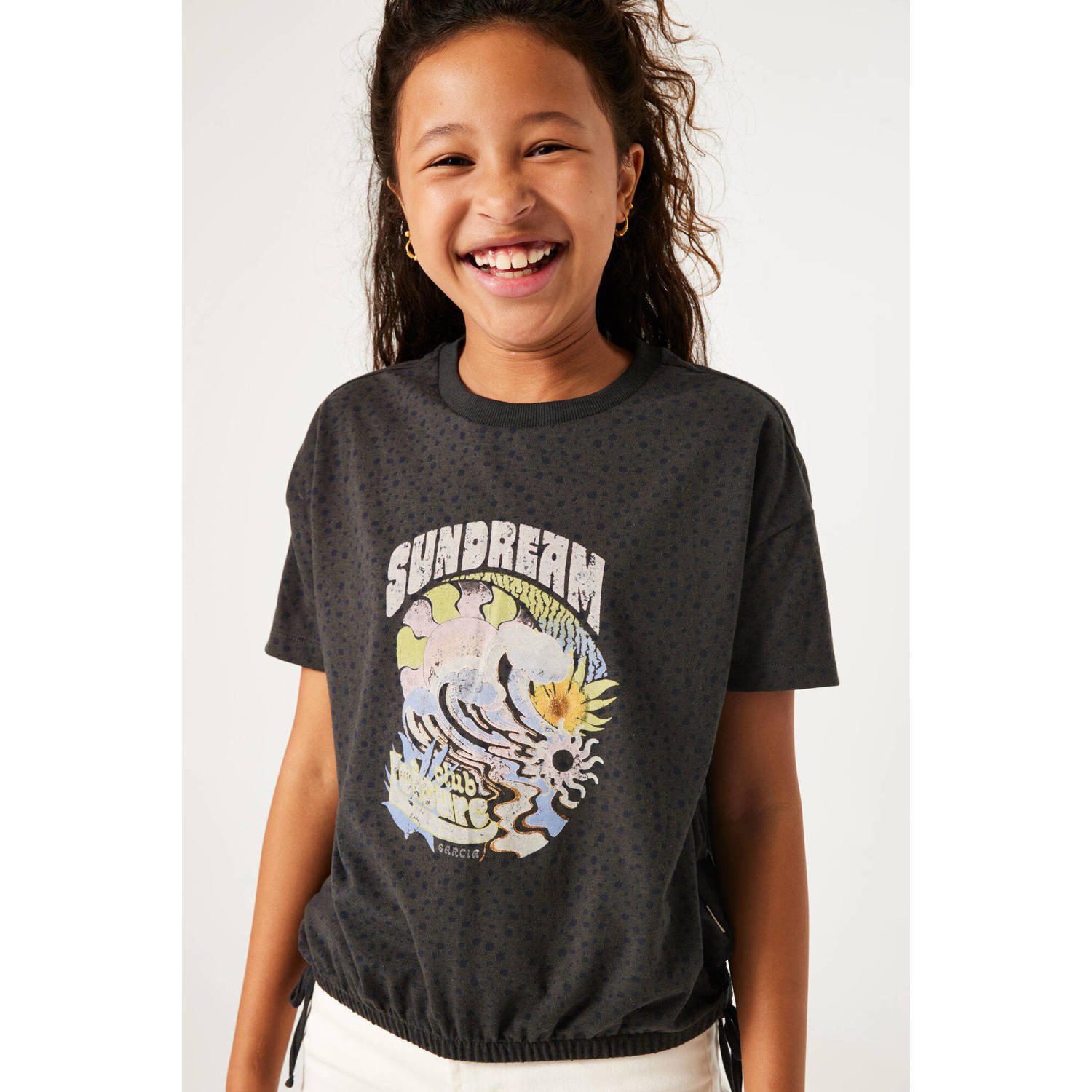 Garcia T-shirt van polyester grijs Printopdruk 128 134