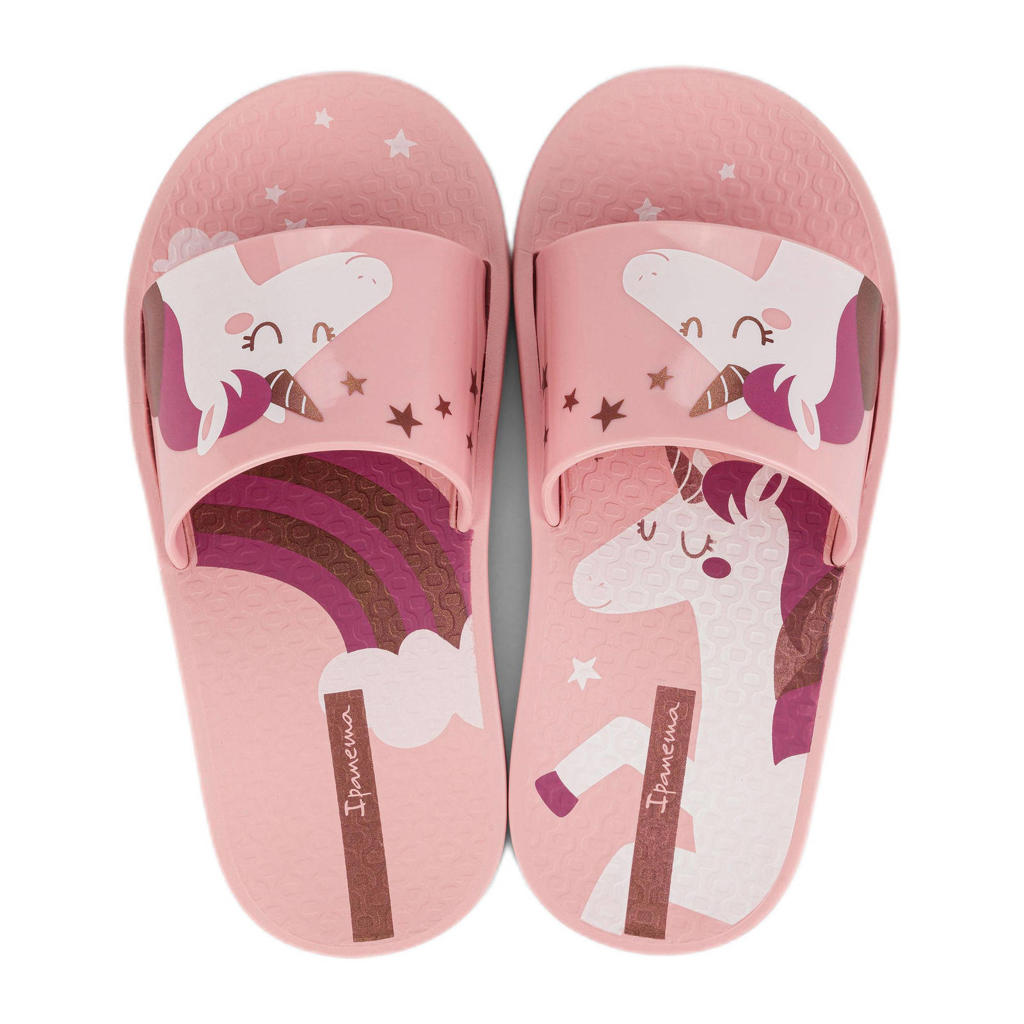 Roze meisjes Ipanema badslippers van rubber met printopdruk
