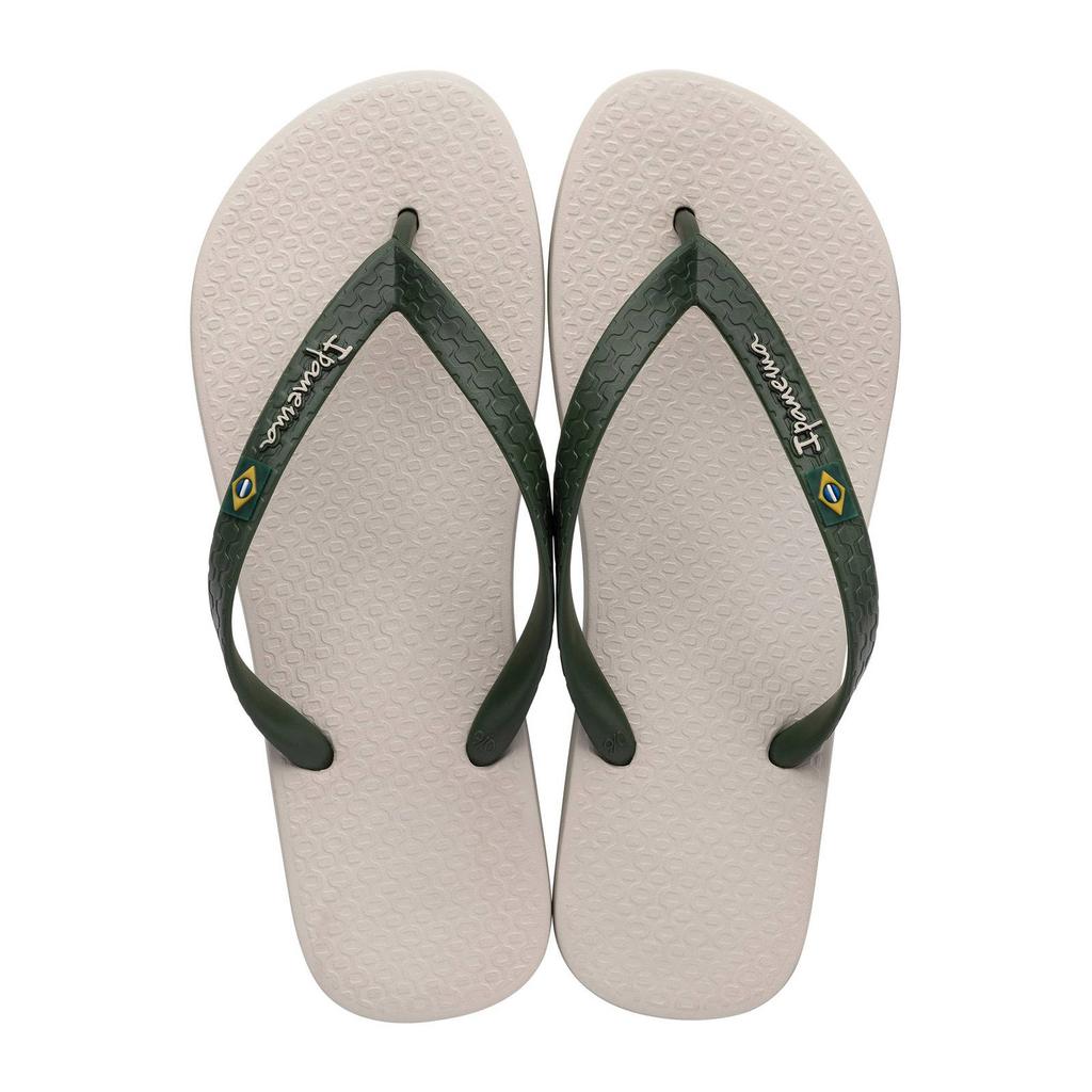 Beige en groene heren Ipanema Classic Brasil Classic Brasil teenslippers van 100% rubber