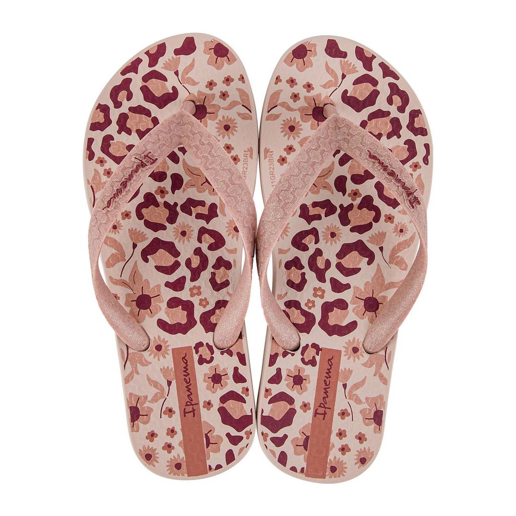 Oudroze meisjes Ipanema Temas teenslippers van rubber met panterprint