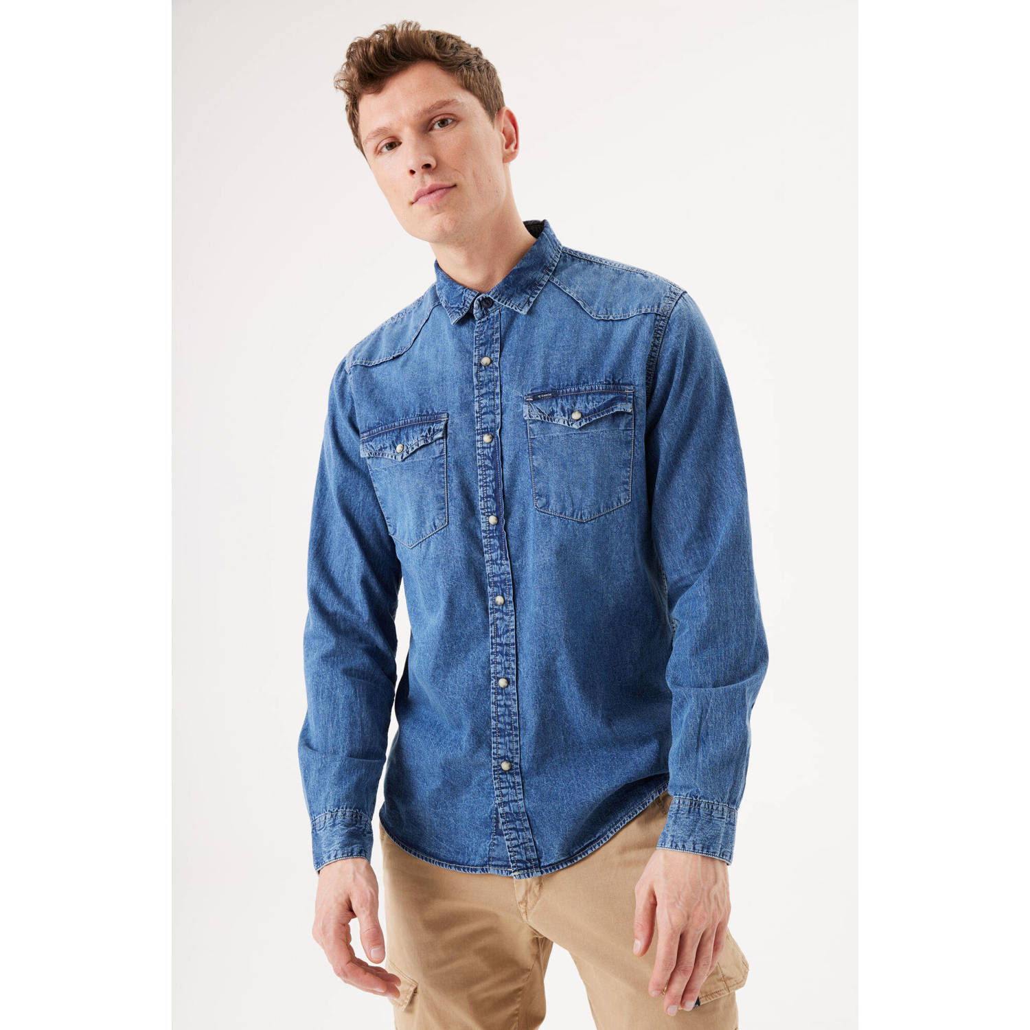 Garcia slim fit denim overhemd blue denim