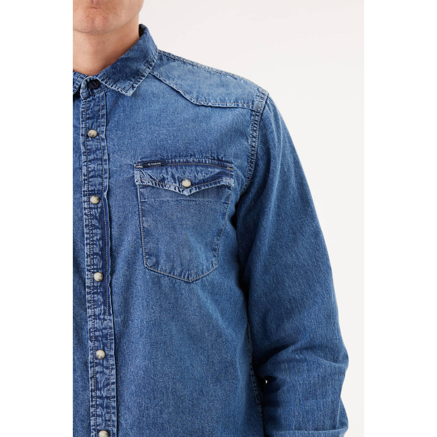 Garcia slim fit denim overhemd blue denim