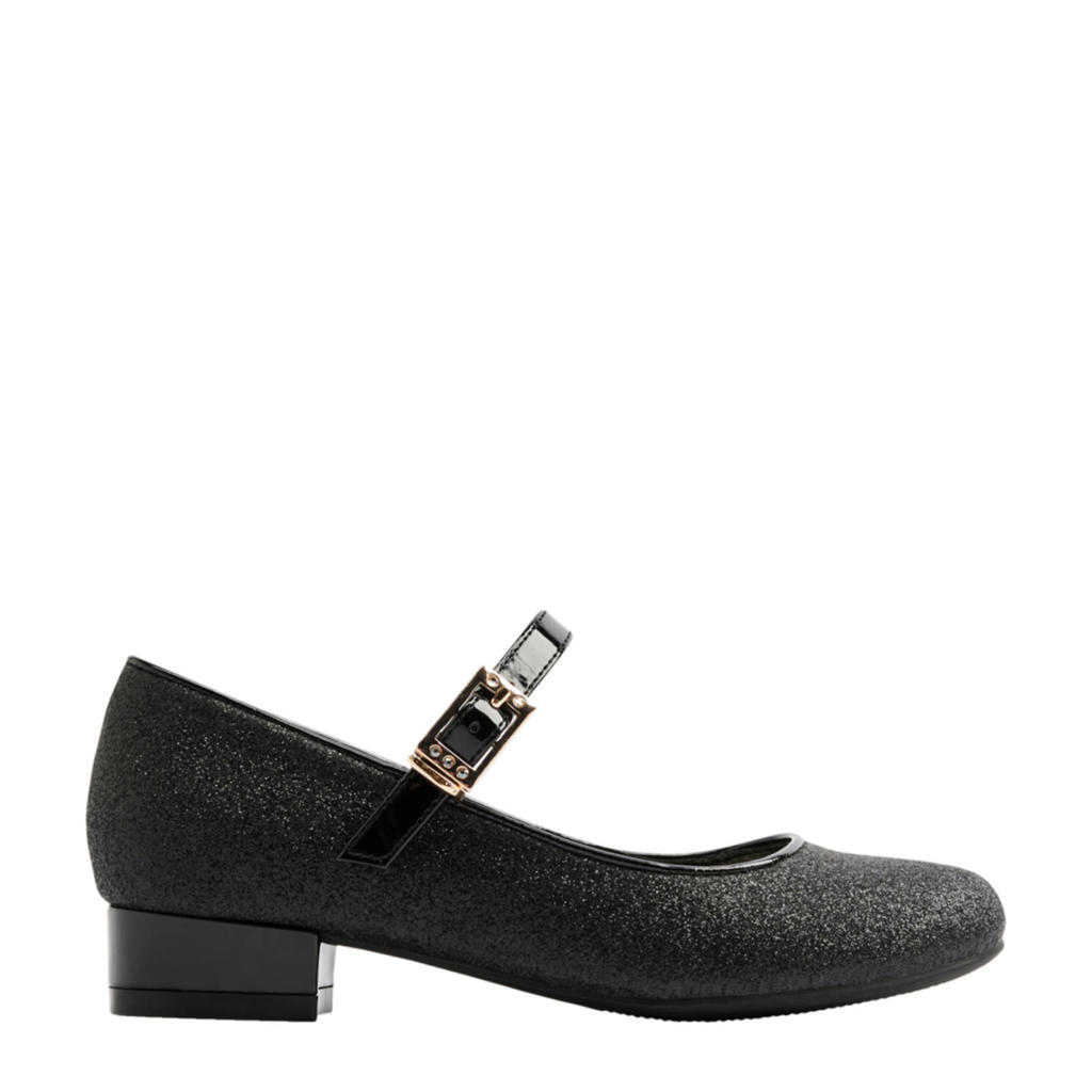 Zwarte meisjes Graceland ballerina's met glitters met gesp en effen