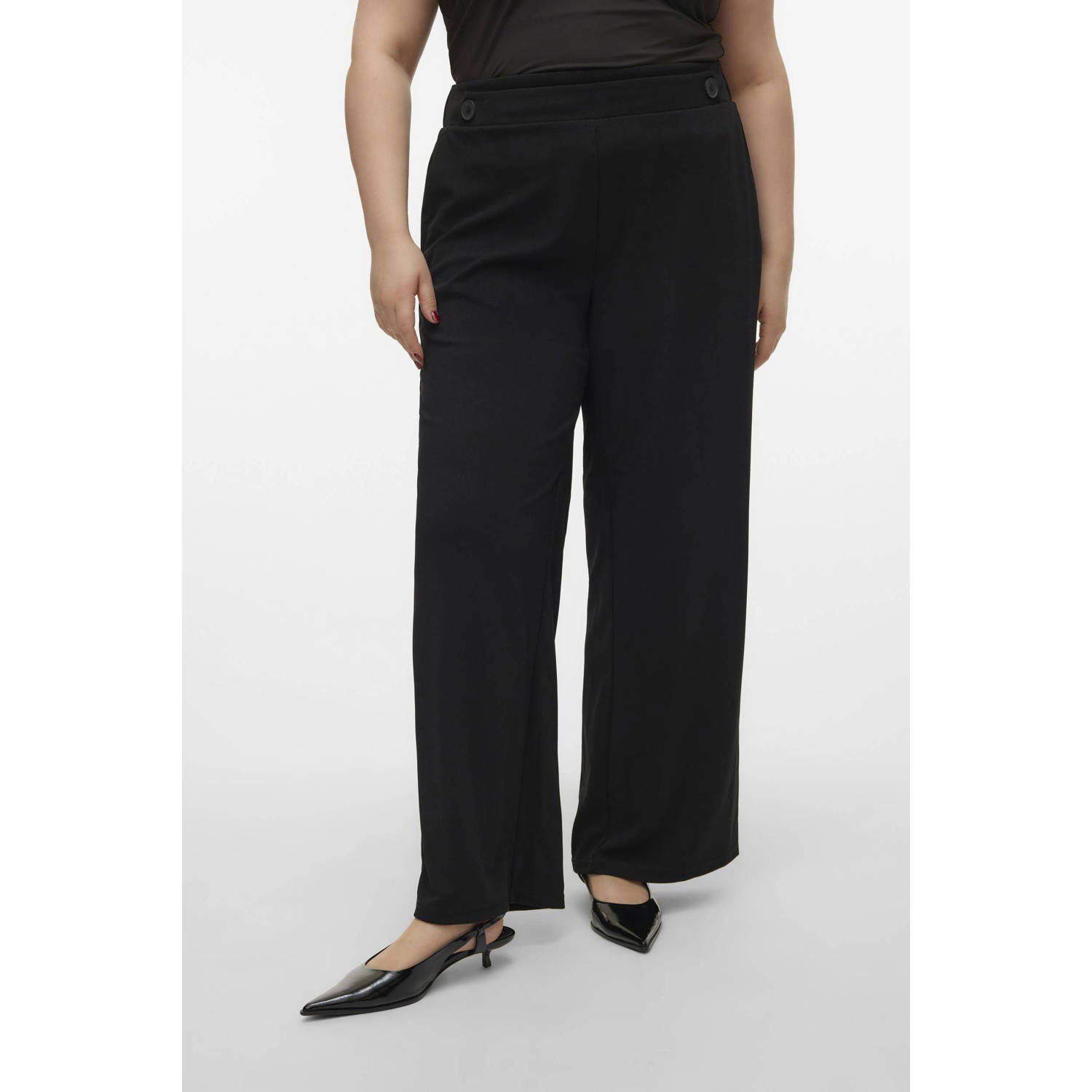 VERO MODA CURVE high waist wide leg pantalon VMCLIVA zwart