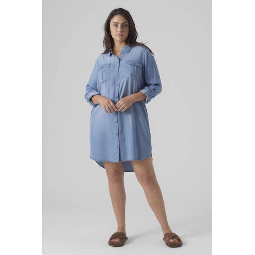 VERO MODA CURVE blousejurk VMSILA blauw afbeelding