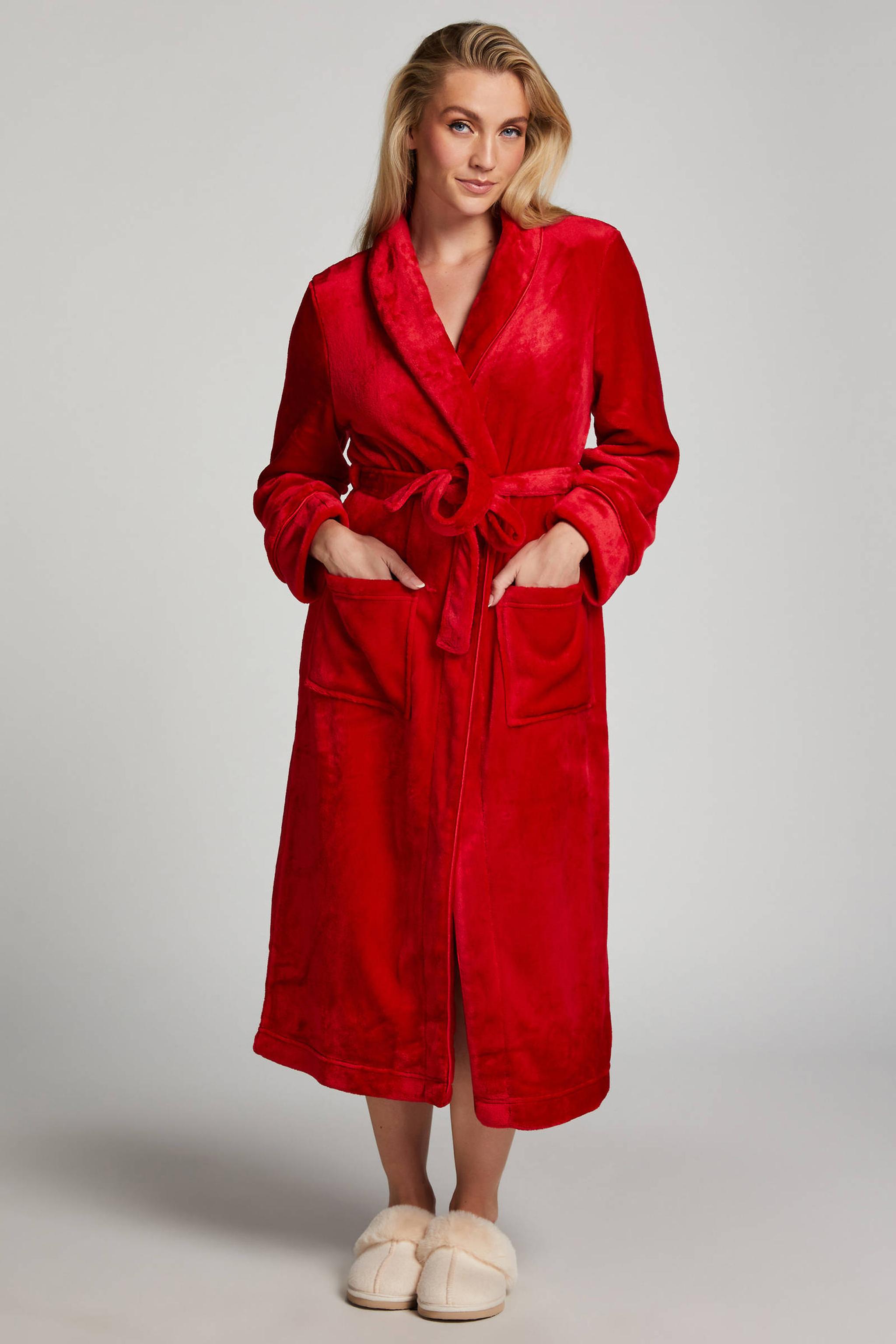 Hunkemöller fleece badjas rood | wehkamp