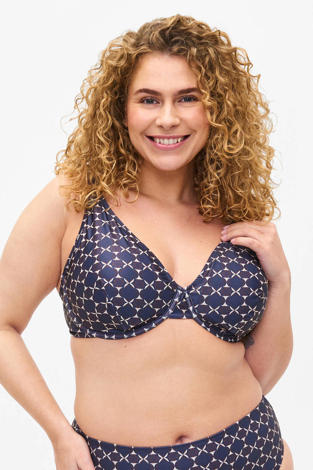 Zizzi voorgevormde beugel bikinitop SDIYA donkerblauw