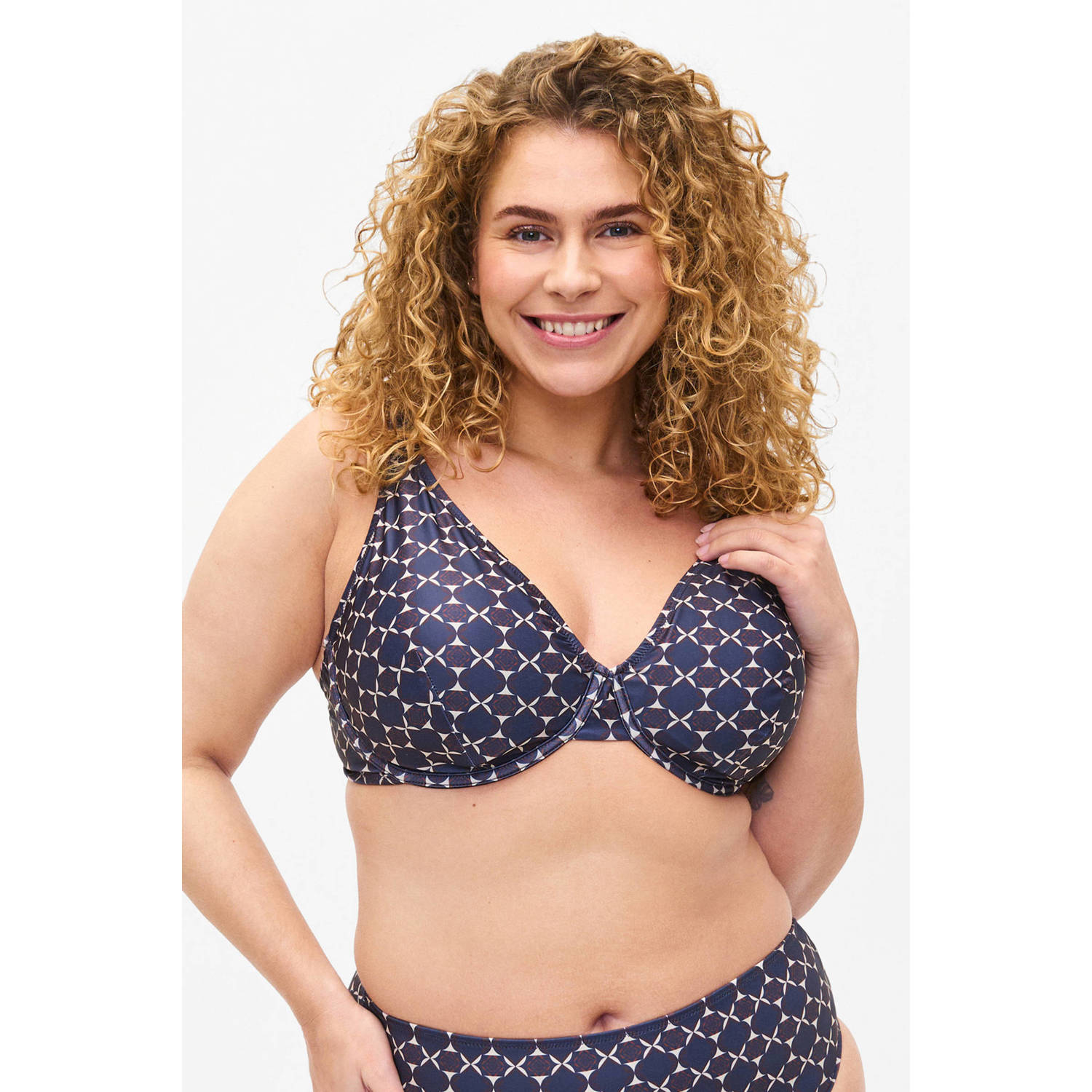 Zizzi voorgevormde beugel bikinitop SDIYA donkerblauw