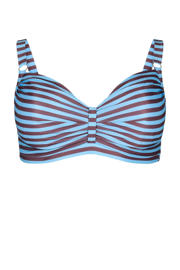 thumbnail: Zizzi voorgevormde beugel bikinitop STENNA lichtblauw/bruin