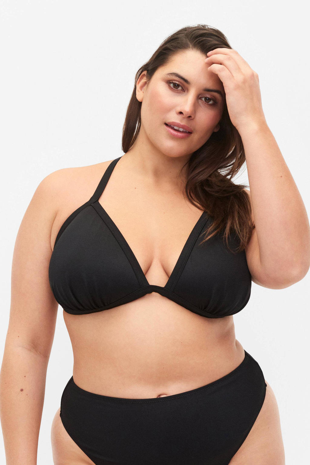 Zizzi voorgevormde triangel bikinitop zwart