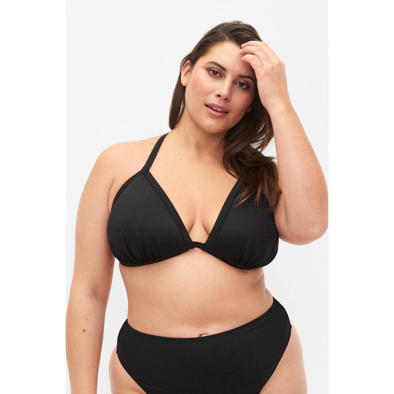 Zizzi voorgevormde triangel bikinitop zwart