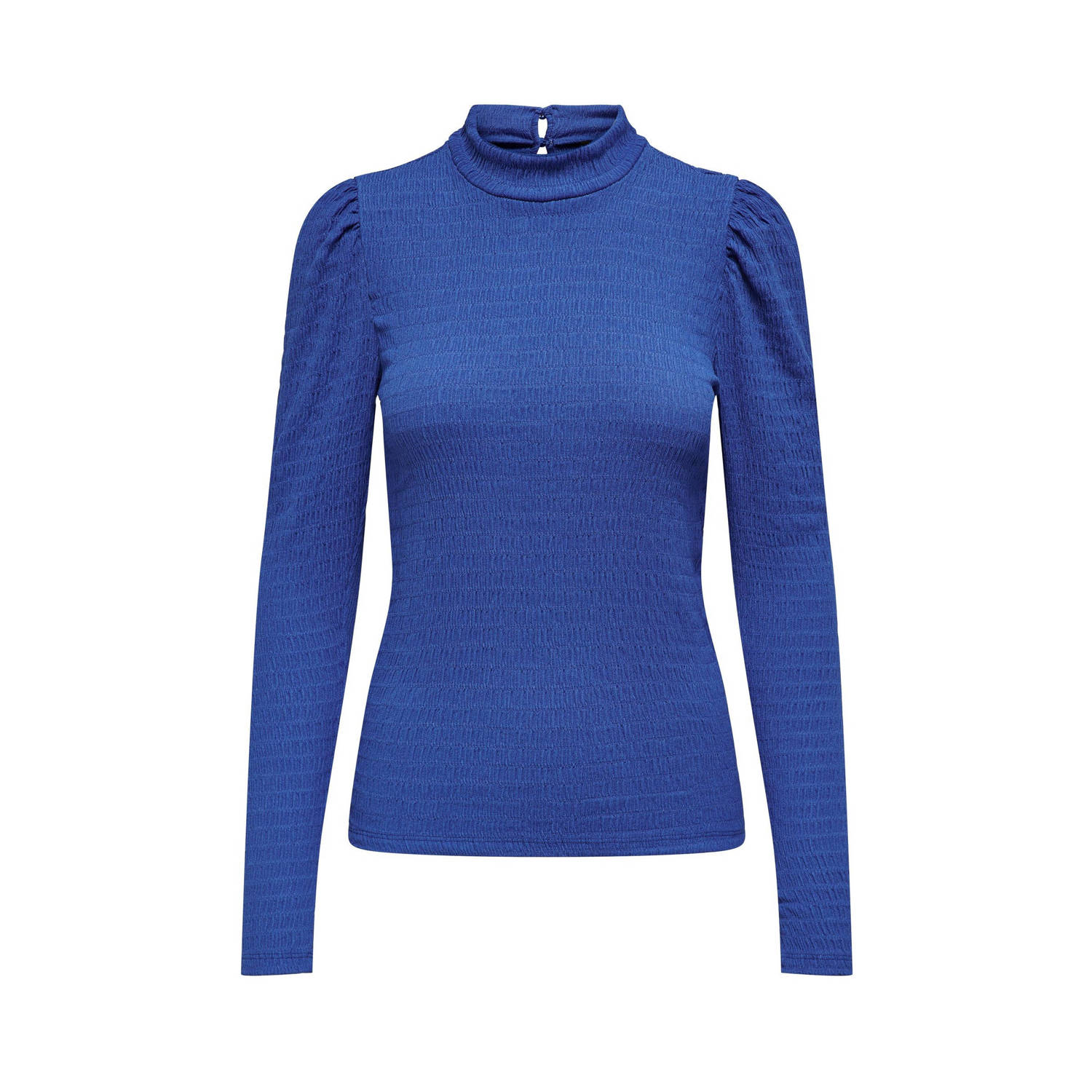 ONLY top ONLMADELINA met textuur blauw