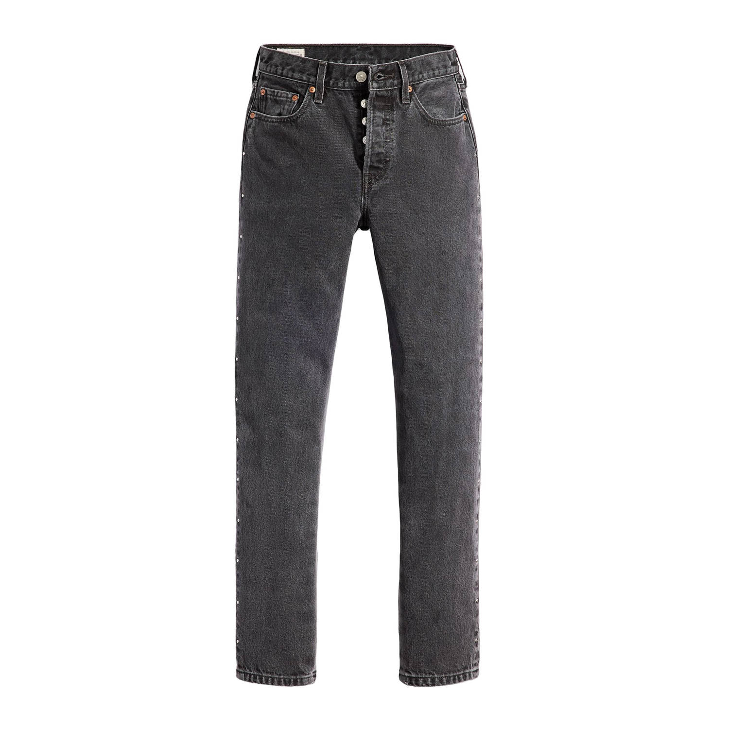 Levi's 501 high waist straight jeans met studs black denim