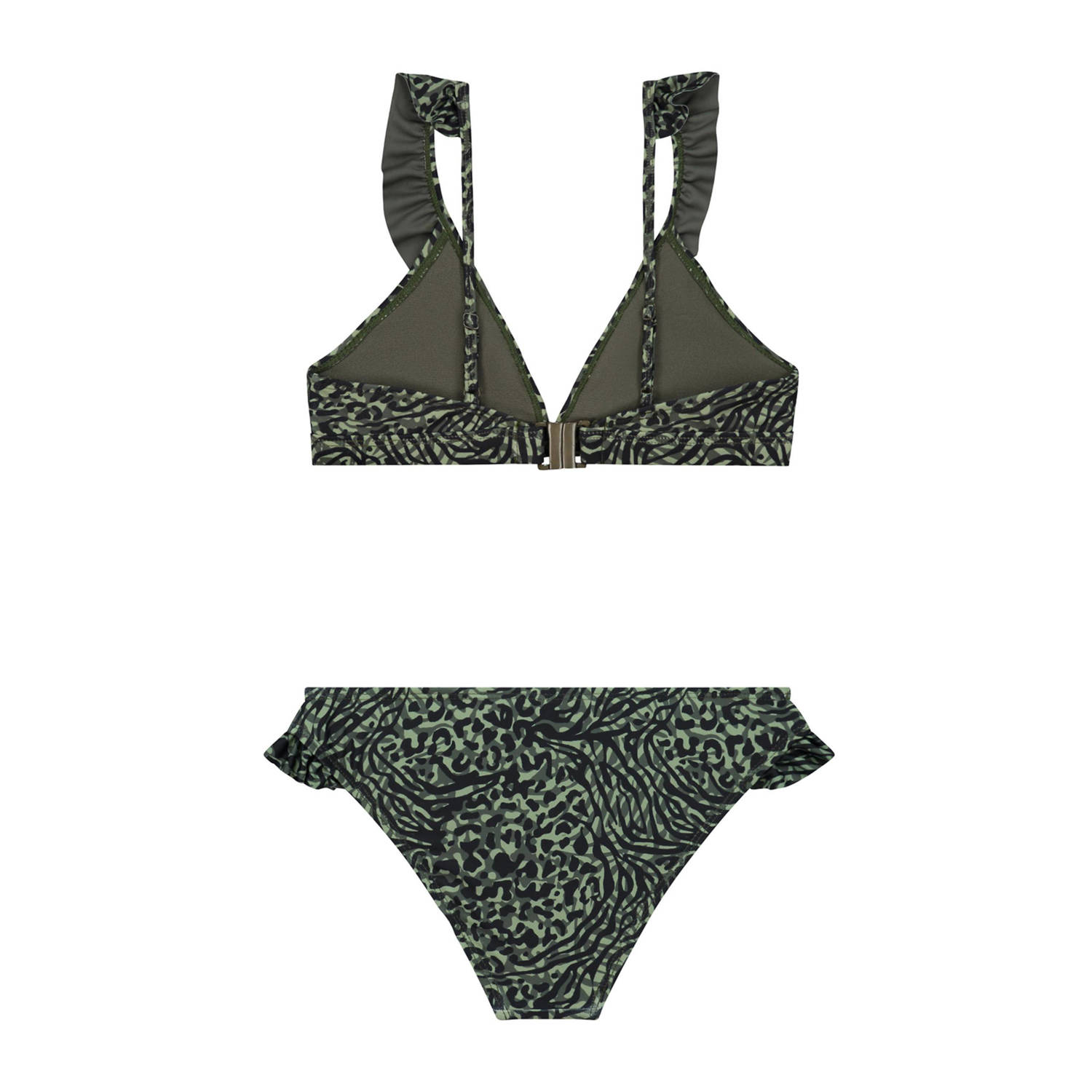Shiwi triangel bikini Bella met ruches groen zwart