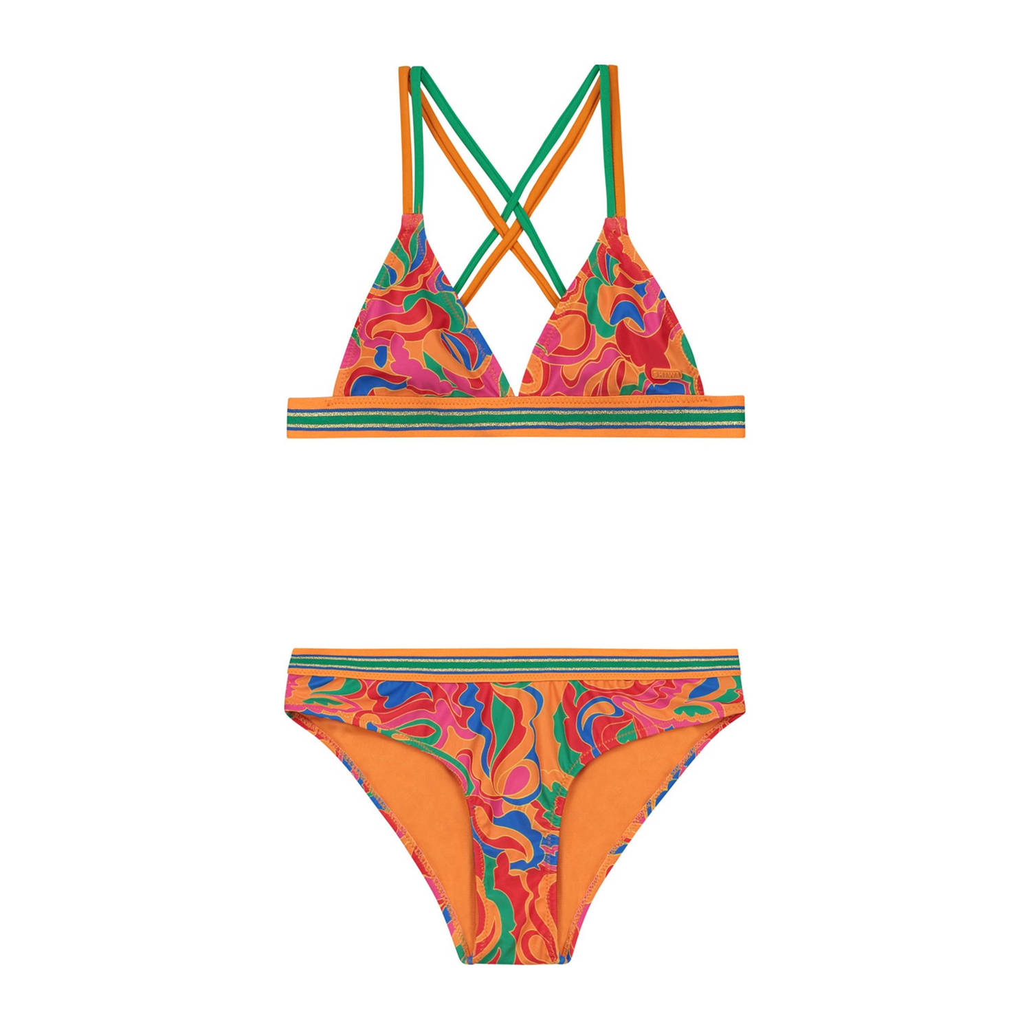 Shiwi triangel bikini Luna oranje groen Meisjes Polyester All over print 110 116