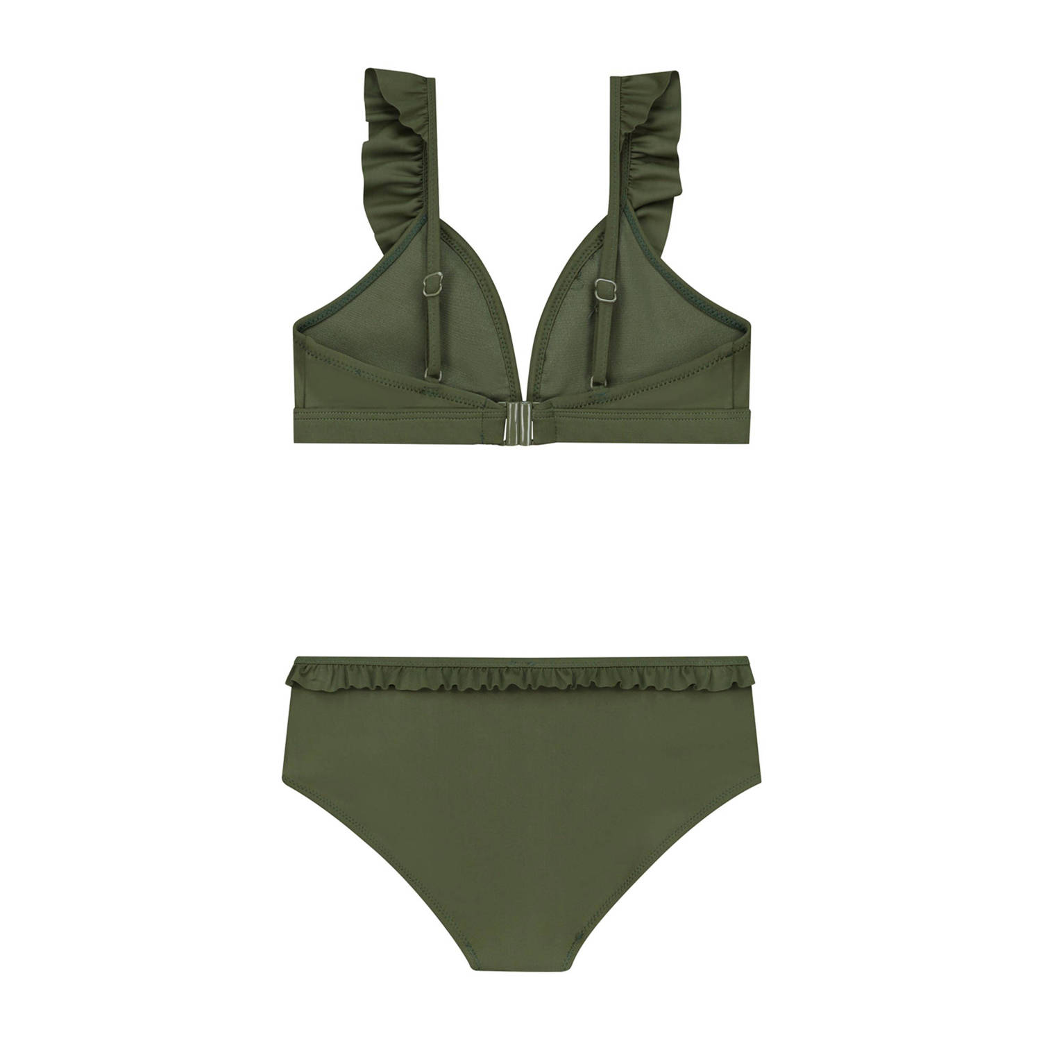 Shiwi triangel bikini Bella met ruches olijfgroen