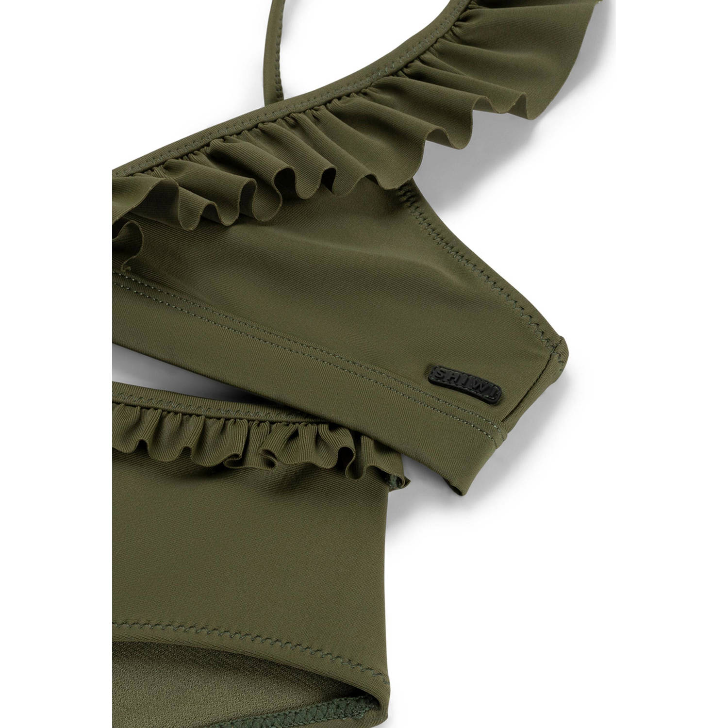 Shiwi triangel bikini Bella met ruches olijfgroen