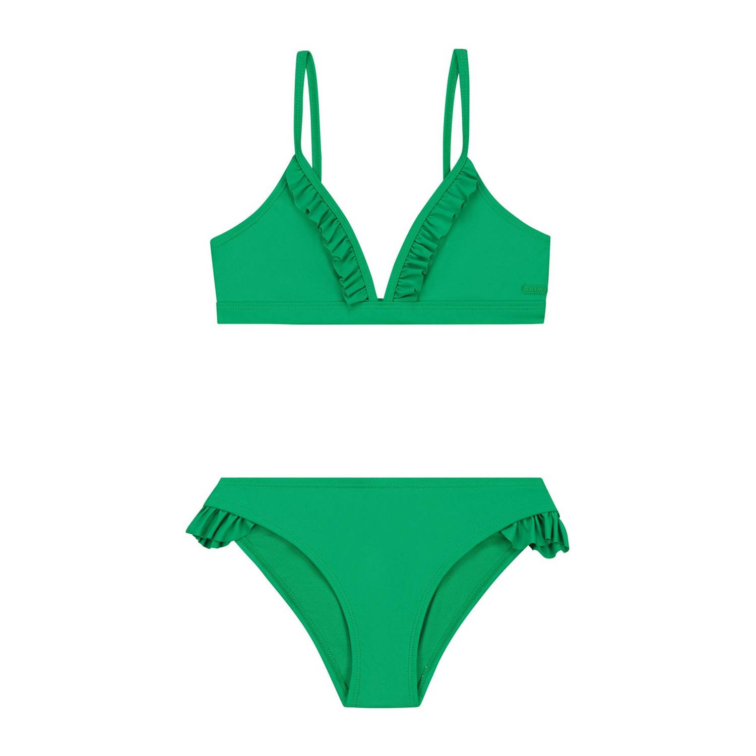 Shiwi triangel bikini Blake met ruches groen Meisjes Polyester Effen 146 152