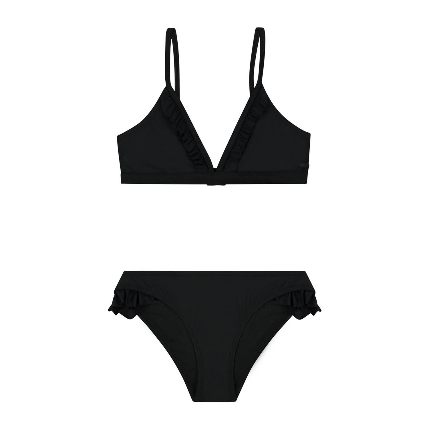 Shiwi triangel bikini Blake met ruches zwart Meisjes Gerecycled polyester 170 176
