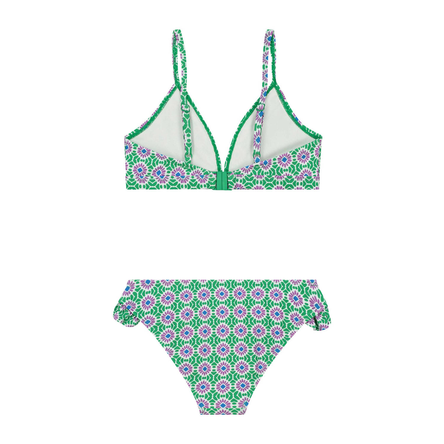 Shiwi triangel bikini Blake met ruches groen paars wit