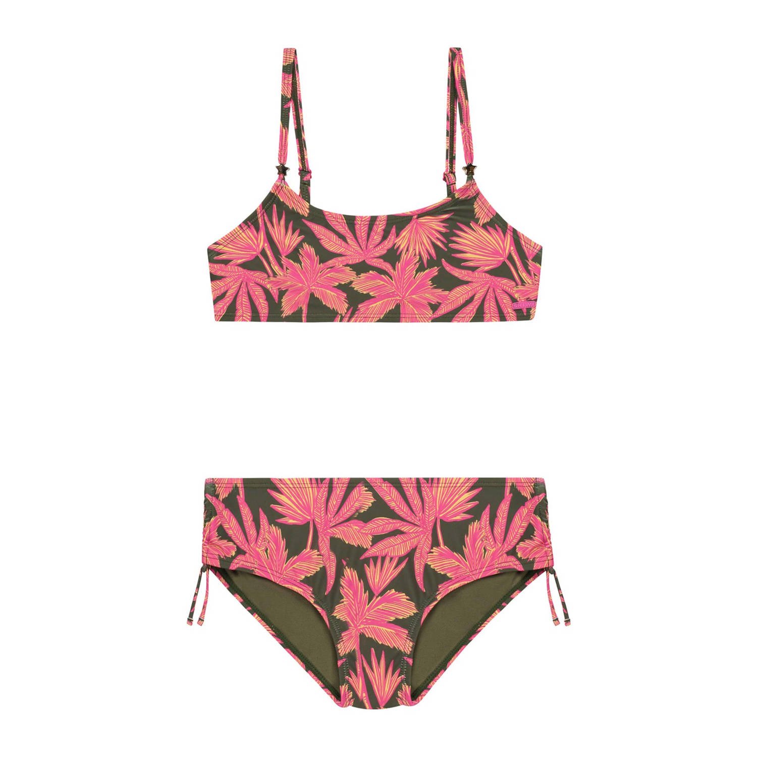 Shiwi crop bikini Liv groen roze Meisjes Polyester All over print 110 116