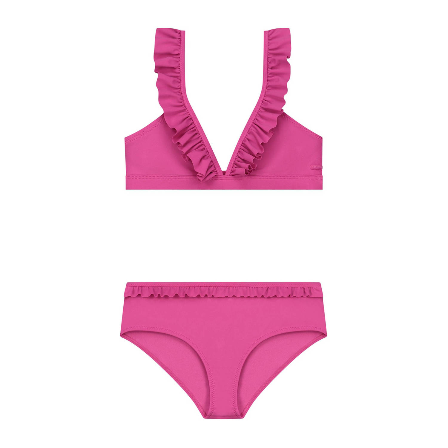 Shiwi triangel bikini Bella met ruches roze Meisjes Polyester Effen 110 116