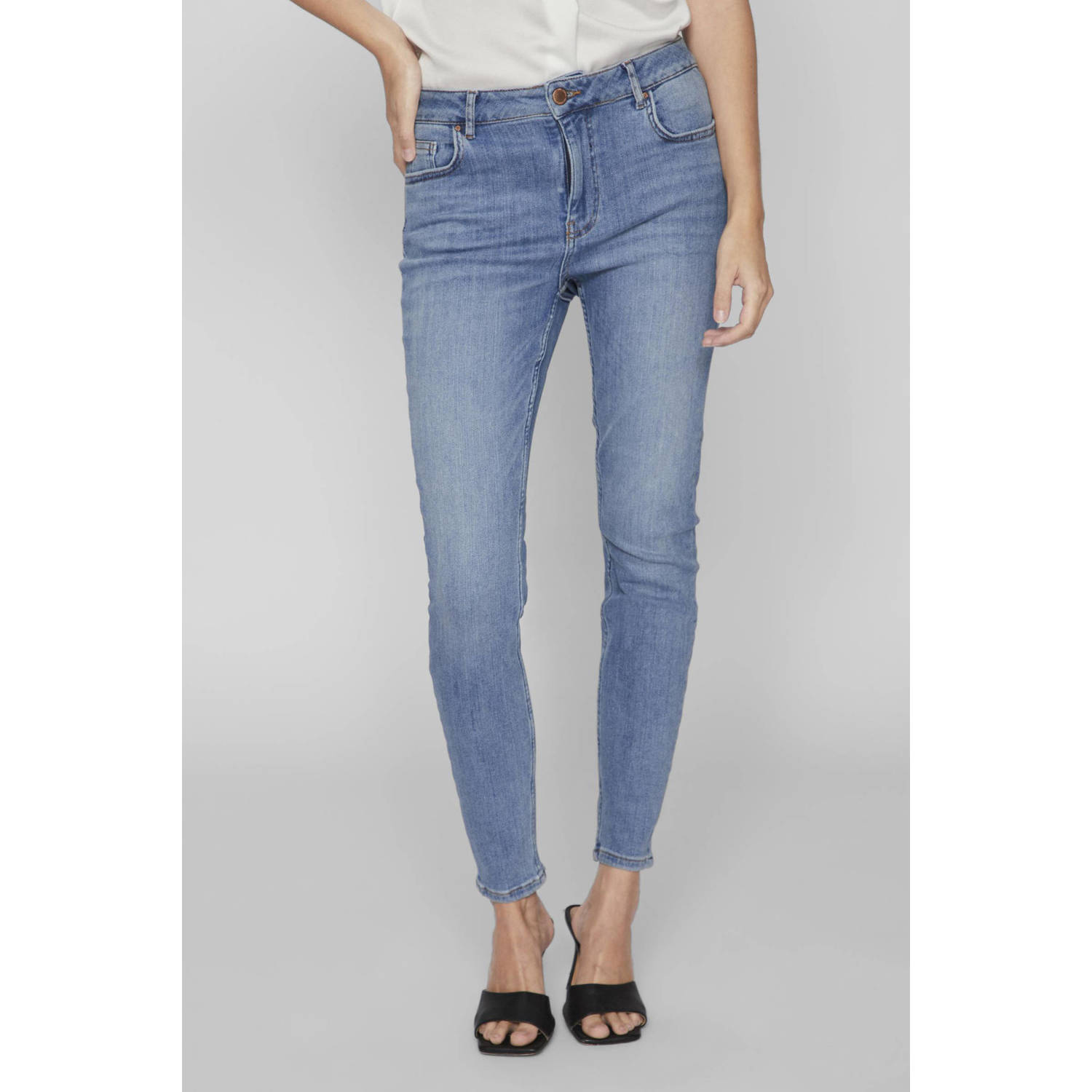 VILA skinny jeans VISARAH medium blue denim