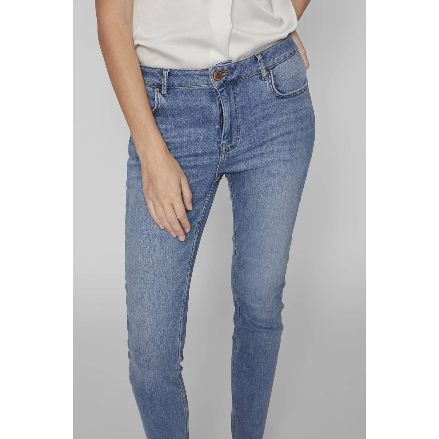 VILA skinny jeans VISARAH medium blue denim