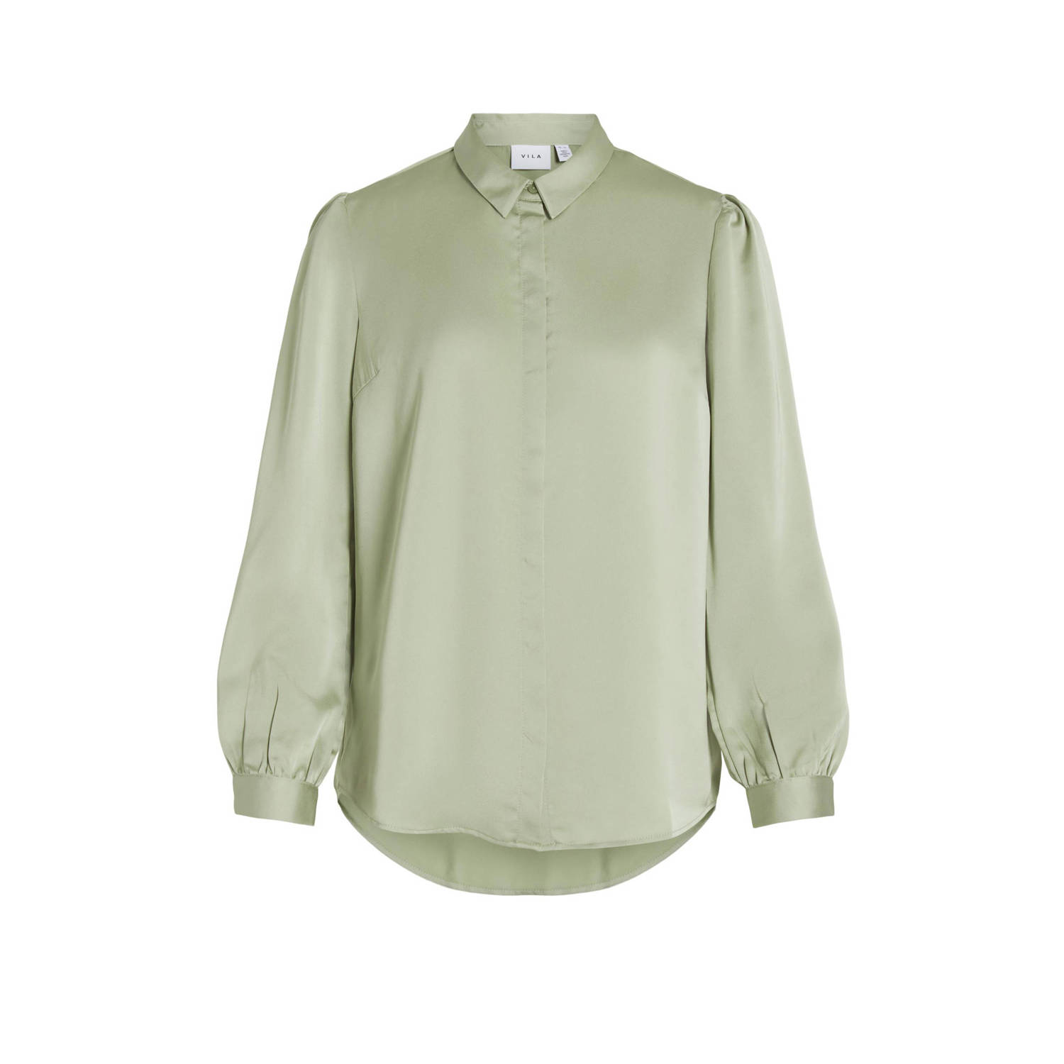VILA blouse VIELLETTE van gerecycled polyester lichtgroen
