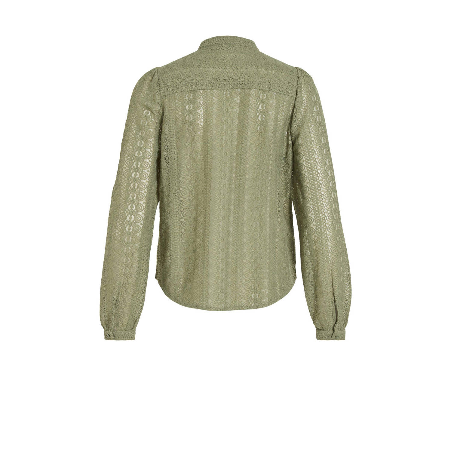 VILA geweven blouse VICHIKKA met kant lichtgroen