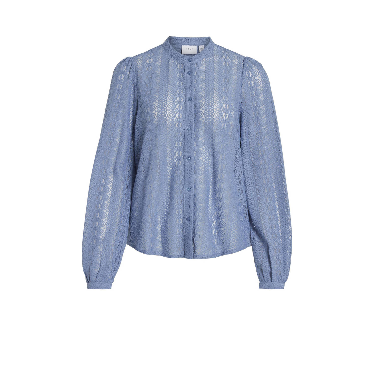 VILA geweven blouse VICHIKKA met kant blauw