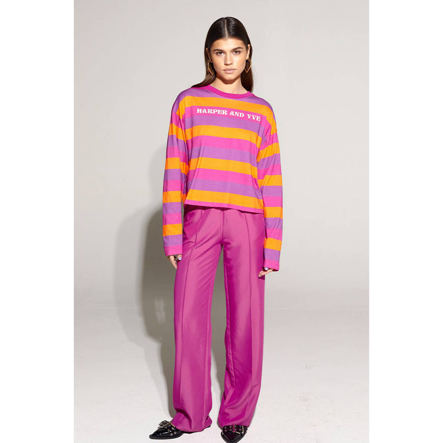 HARPER & YVE high waist straight fit pantalon HANA-PA paars