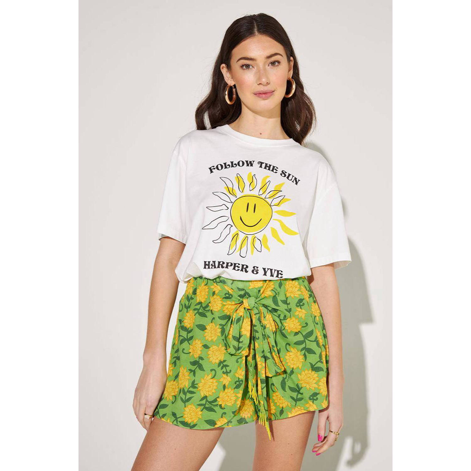 HARPER & YVE gebloemde skort groen geel
