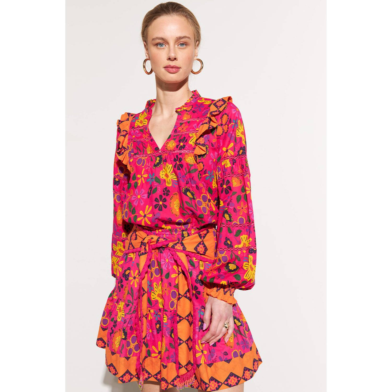 HARPER & YVE gebloemde blousetop JESS roze multi