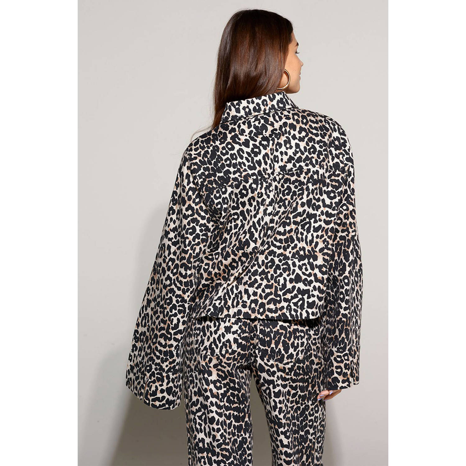 HARPER & YVE jasje LEXIE met panterprint zwart ecru bruin