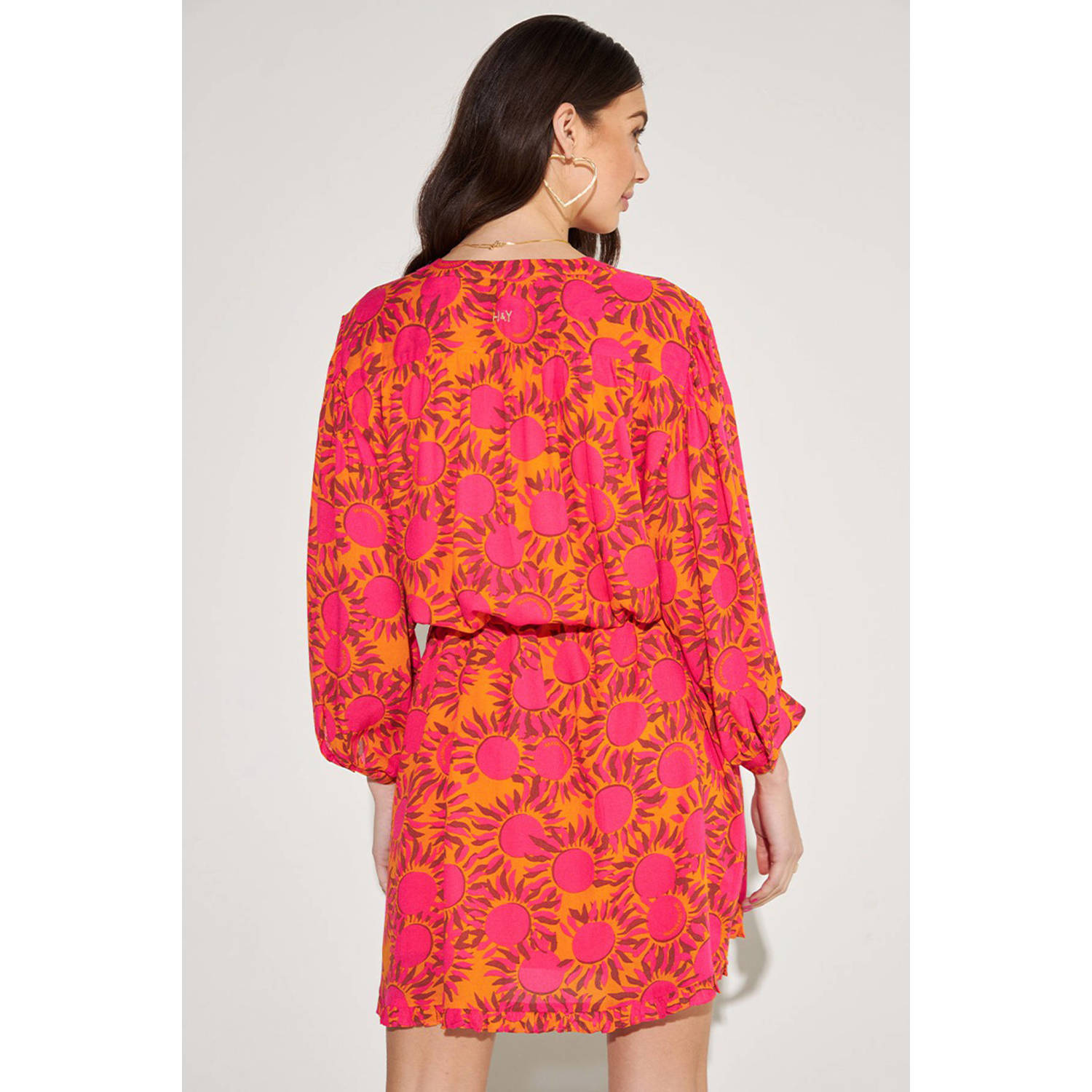 HARPER & YVE blousejurk MAE-DR met all over print en ceintuur roze oranje