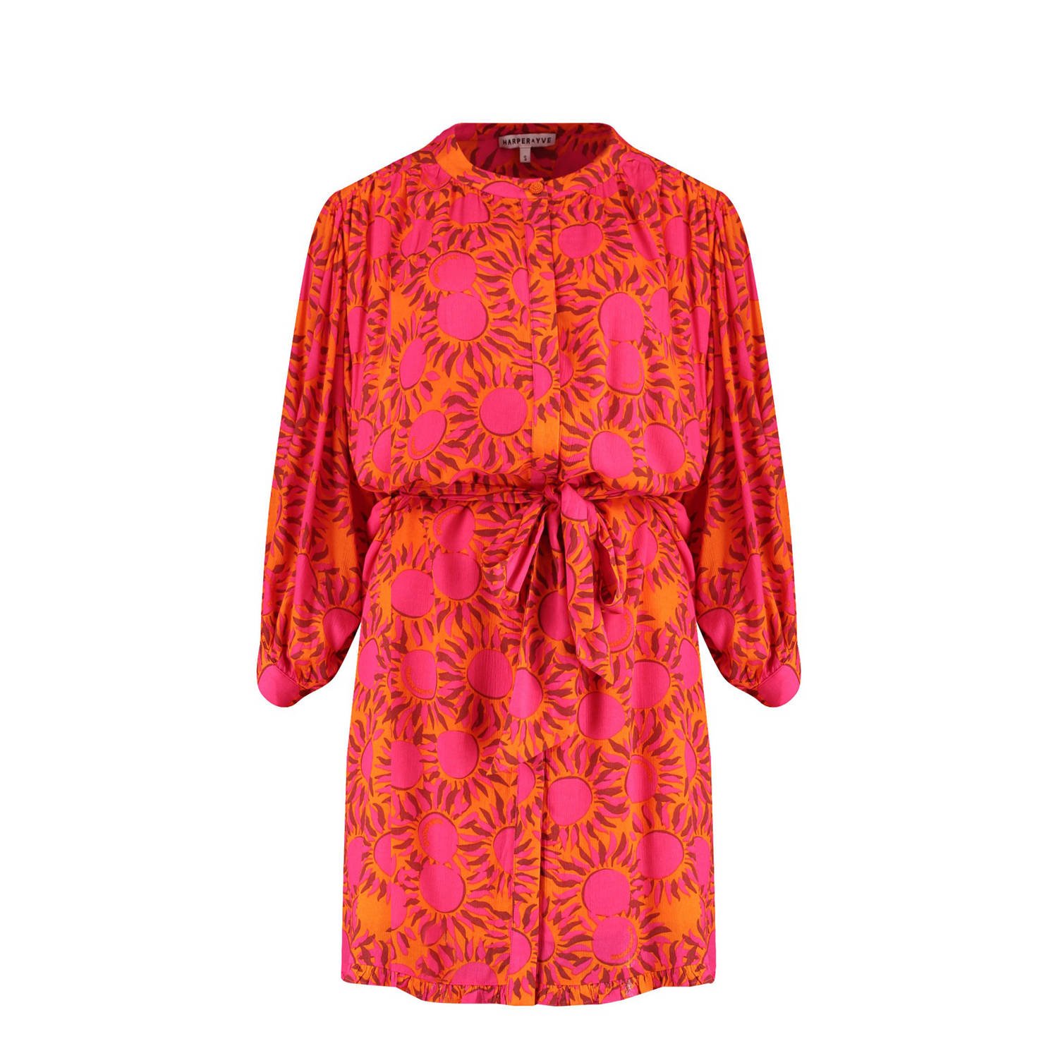 HARPER & YVE blousejurk MAE-DR met all over print en ceintuur roze oranje