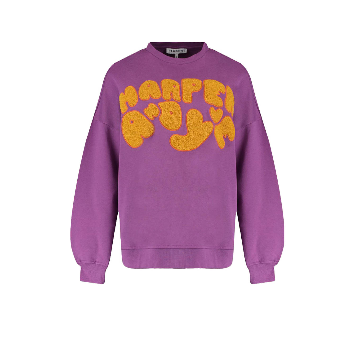 HARPER & YVE sweater Logo met tekst paars oranje