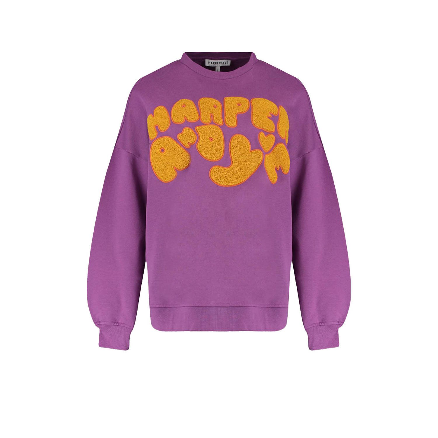 HARPER & YVE sweater Logo met tekst paars oranje