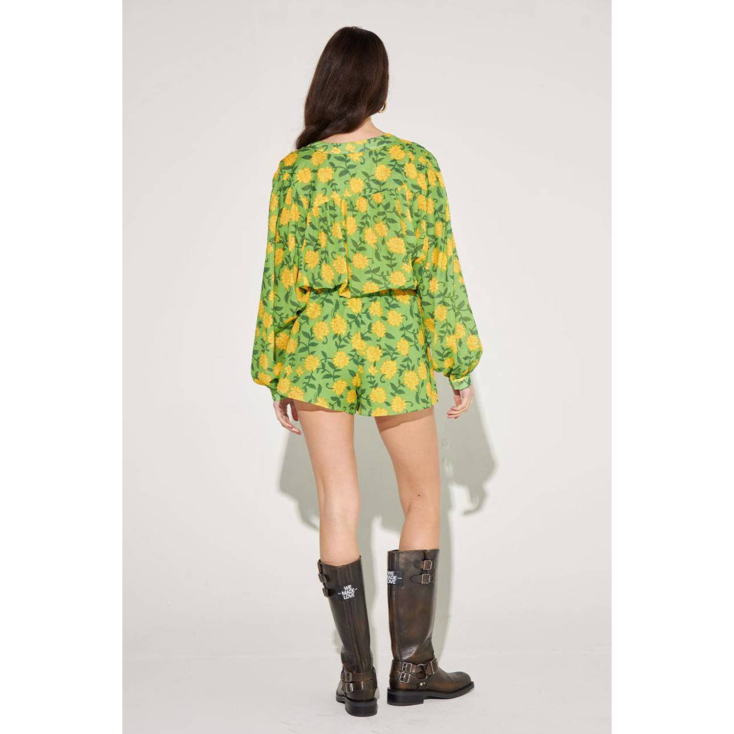 HARPER & YVE blouse met bloemenprint groen geel